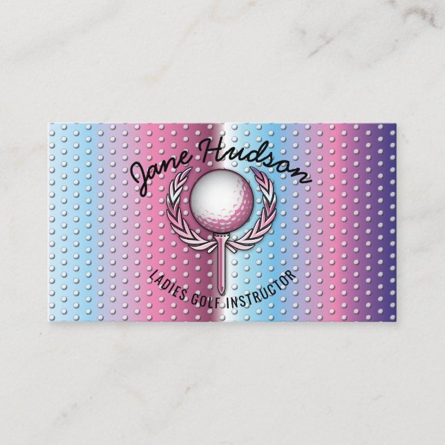 Gold Elegant Ladies Golf Design Business Card (Front)