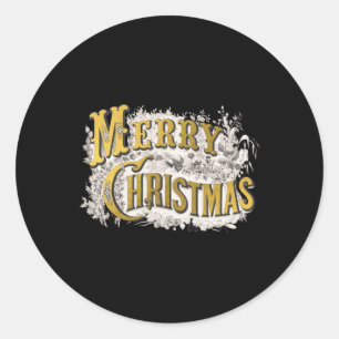Gold Elegant Merry Christmas Rustic Vintage T Shir Classic Round Sticker