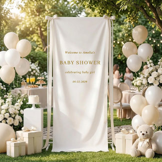 Gold Elegant Minimalist Personalised Baby Shower Banner
