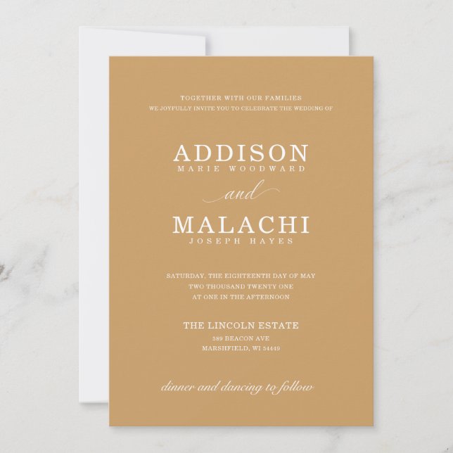 Gold Elegant Minimalist Wedding Invitation (Front)
