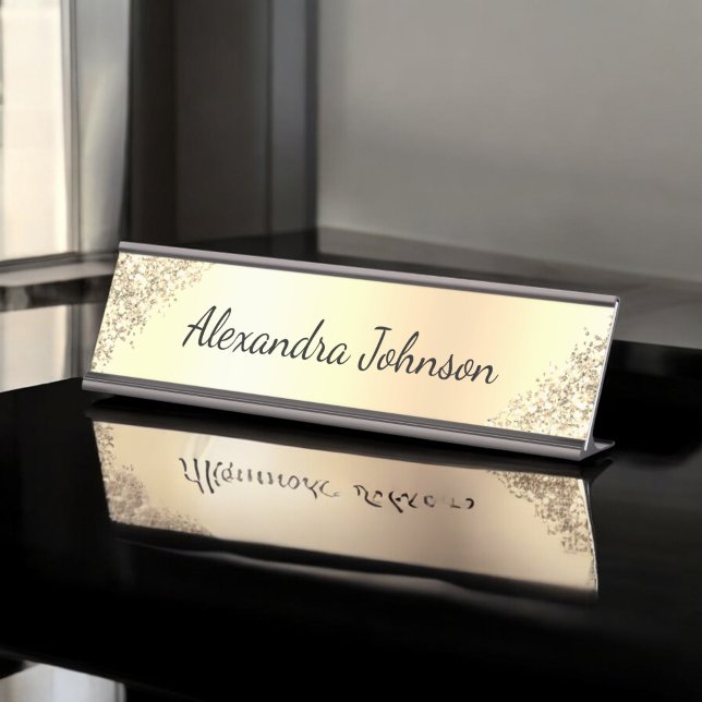 Gold Elegant Modern Professional Office Desk Name Plate (Creator Uploaded)