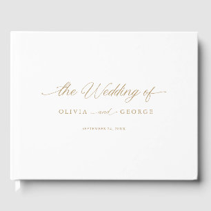 Gold Elegant Modern Script Calligraphy Guest Book