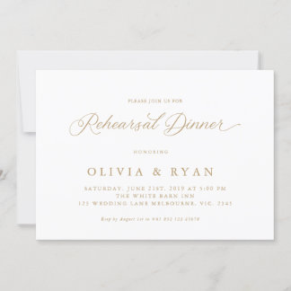 Gold Elegant Modern Script Calligraphy Invitation