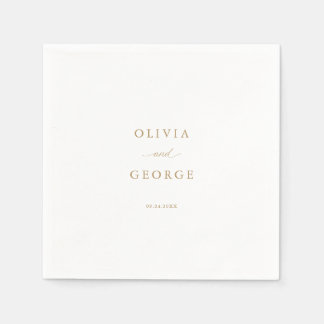 Gold Elegant Modern Script Calligraphy Napkin