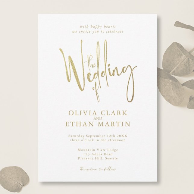 Gold Elegant Modern Simple Wedding Invitation (Creator Uploaded)