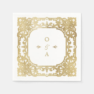 Gold elegant ornate vintage wedding monogram napkin