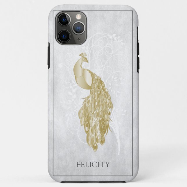 Gold Elegant Peacock Case-Mate iPhone Case (Back)