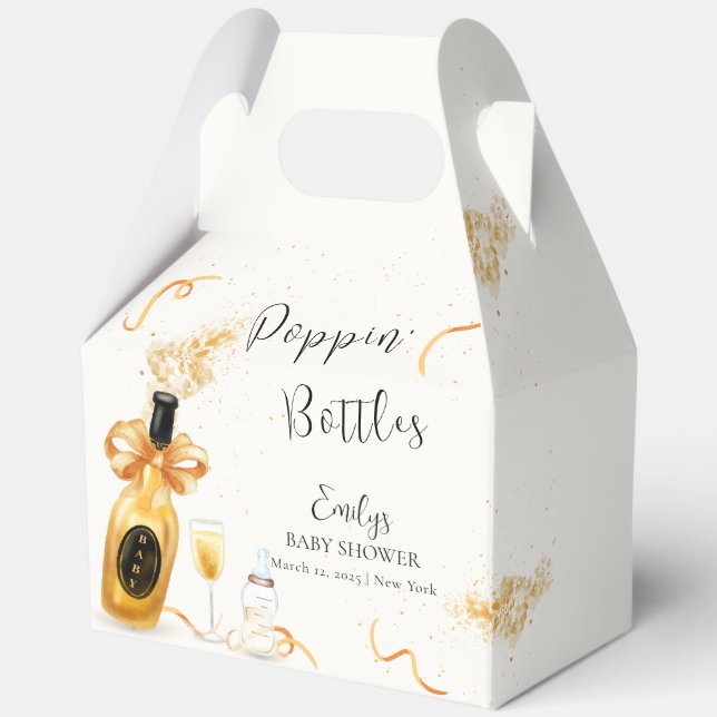 Gold Elegant Poppin Bottles Champagne Baby Shower  Favour Box (Back)