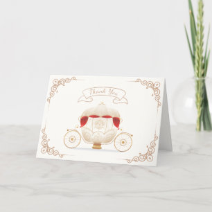 Gold Elegant Princess Carriage Baby Shower Thank You Card