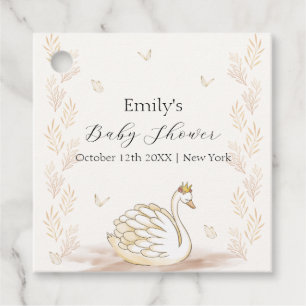 Gold Elegant Princess Swan Butterfly Baby Shower  Favour Tags