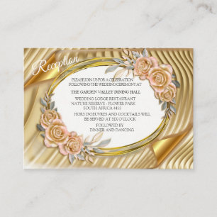Gold Elegant Ripple Effect & Roses Leaves and Bird Enclosure Card