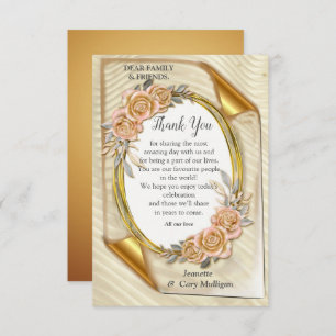 Gold Elegant Ripple Effect & Roses Leaves and Bird RSVP Card