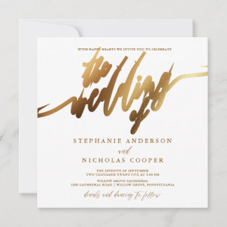 Gold Elegant Script Invitation