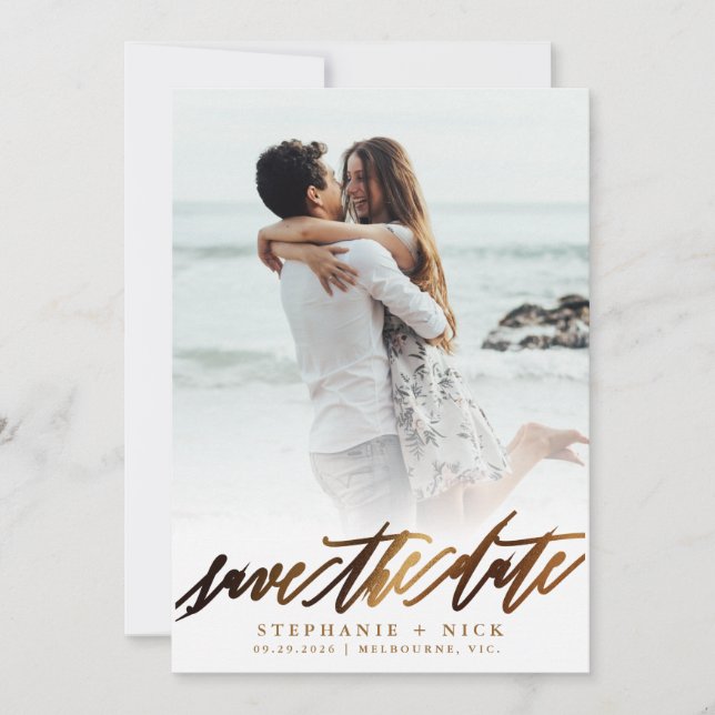 Gold Elegant Script Invitation (Front)