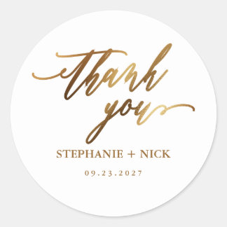 Gold Elegant Script Invitation Classic Round Classic Round Sticker
