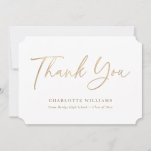 Gold Elegant Script Modern Graduation Thank You Card