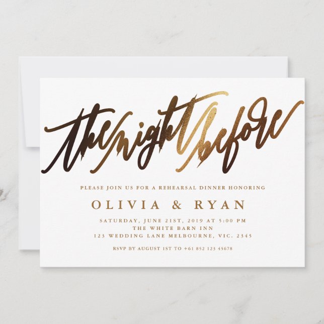Gold Elegant Script Typography Invitation (Front)