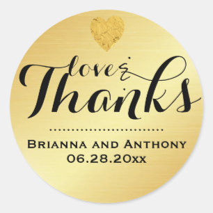 Gold Elegant Script Wedding Thank You Sticker
