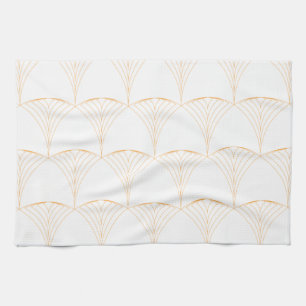 Gold, elegant simple luxurious traditional pattern tea towel
