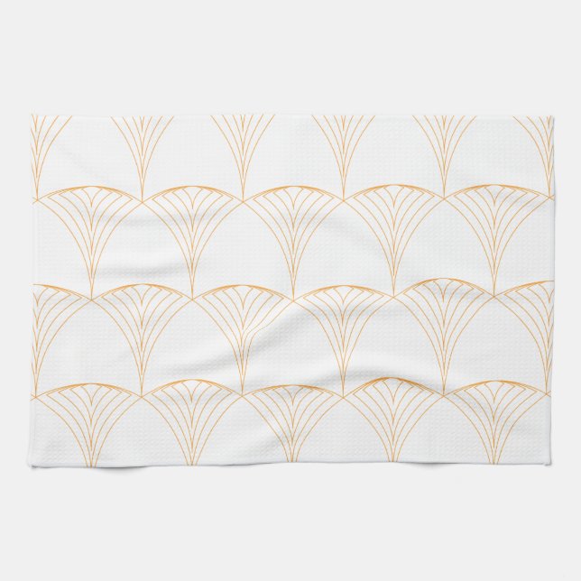 Gold, elegant simple luxurious traditional pattern tea towel (Horizontal)