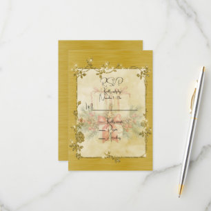 Gold Elegant Sparkly Frame  RSVP Card