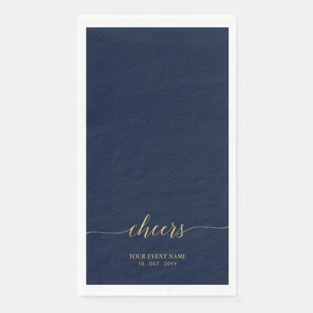 Gold | Elegant Stylish Lettering Cheers Event Napk Napkin (Front)