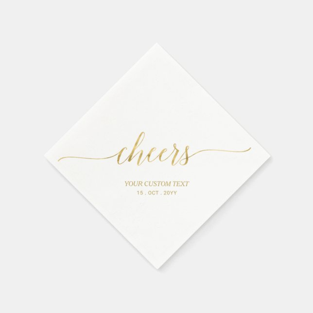 Gold | Elegant Stylish Lettering Cheers Event Napkin (Corner)
