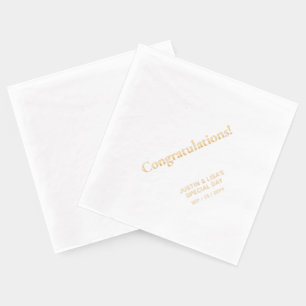 Gold   Elegant Stylish Lettering Congratulations Foil Napkins