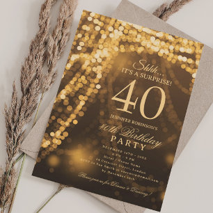 Gold Elegant Surprise 40th Birthday Party Invitation