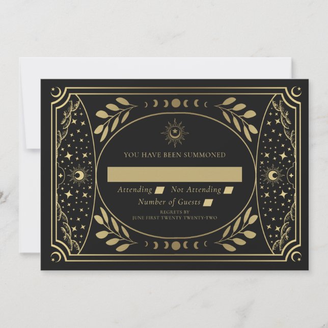 Gold Elegant Tarot Card Wedding RSVP (Front)