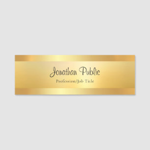 Gold Elegant Template Handwriting Script Text Name Tag
