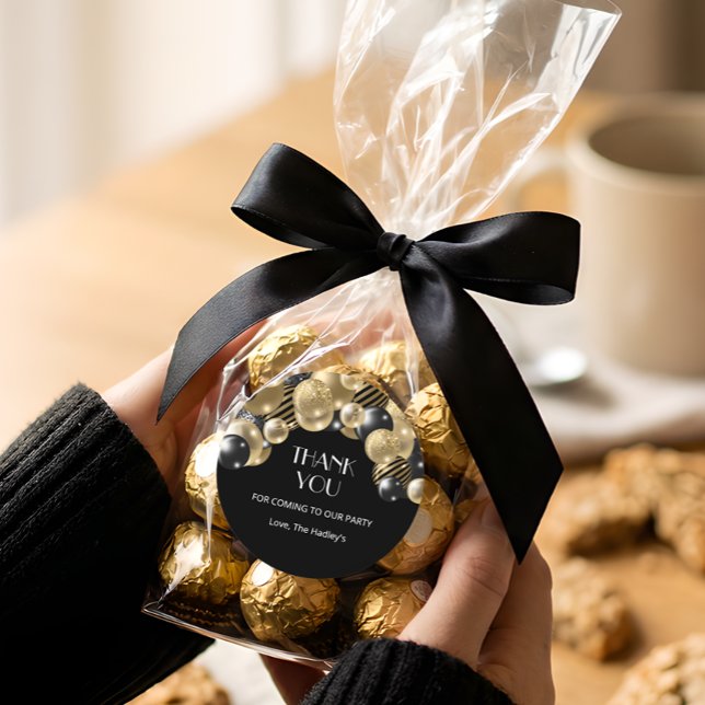 Gold Elegant Thank You Classic Round Sticker (Creator Uploaded)