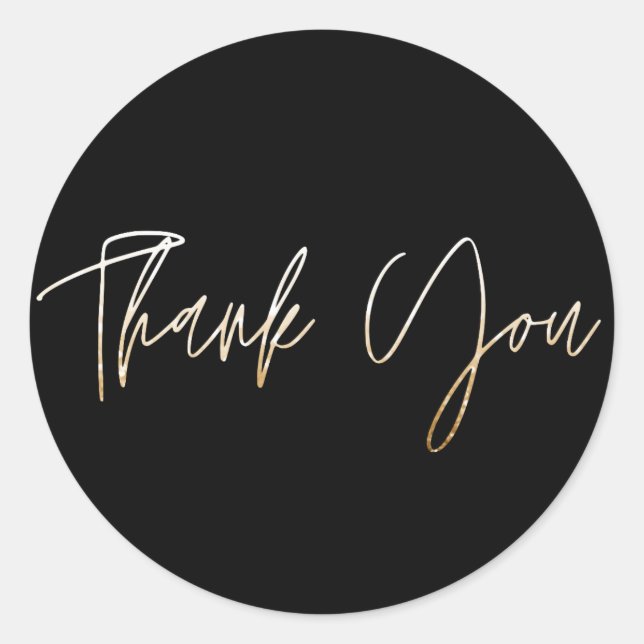 Gold Elegant Thank You Classic Round Sticker (Front)