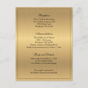 Gold Elegant Traditional Wedding Reception Enclosure Card