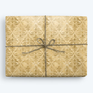 Gold Elegant Victorian Damask Wrapping Paper
