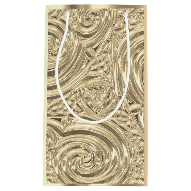 Gold elegant victorian nouveau small gift bag (Front)