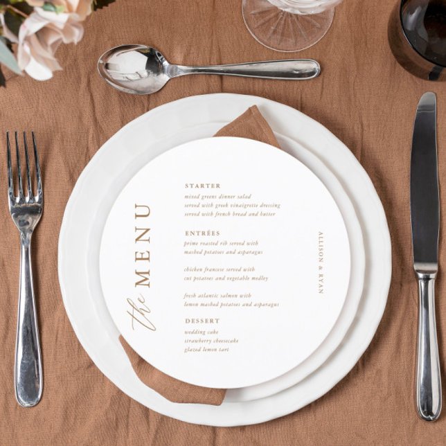 Gold Elegant Wedding Table Circle Menu Cards (Creator Uploaded)