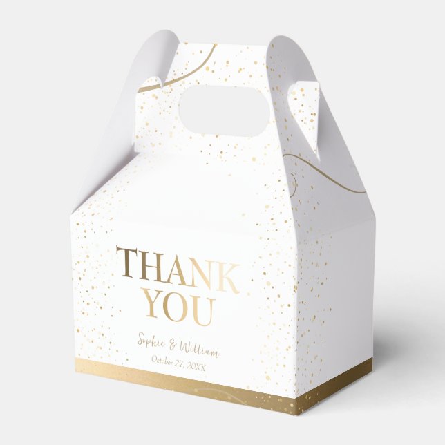 Gold Elegant Wedding Thank You Favour Box (Front Side)