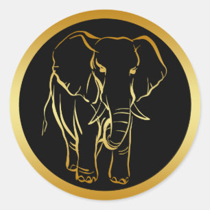 GOLD ELEPHANT CLASSIC ROUND STICKER