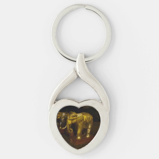 Gold Elephant Heart Keychain (Front)