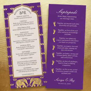 Gold Elephant Indian & Hindu Wedding Program Card