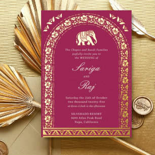 Gold Elephant & Lotus Flower Indian Wedding