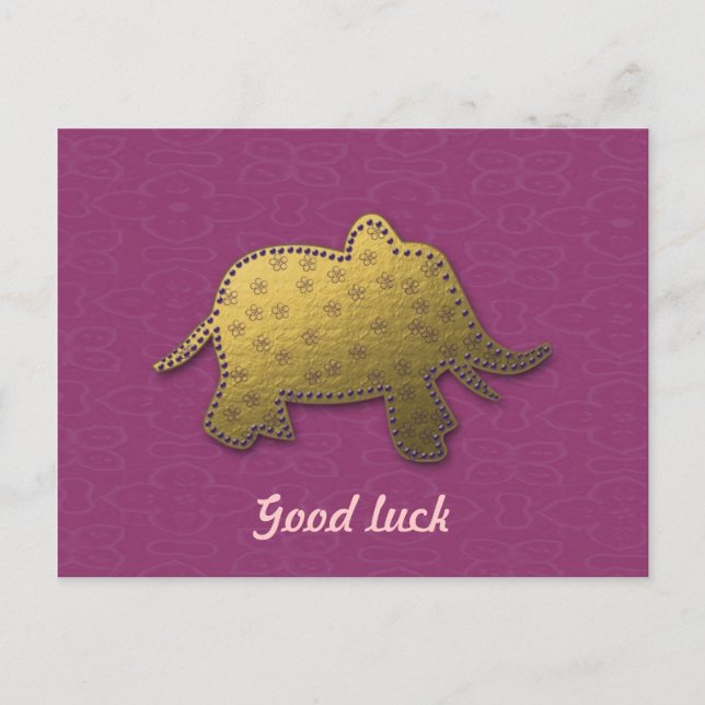 gold elephant postcard (Front)