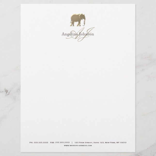 Gold Elephant Professional Customized Letterhead (Front)