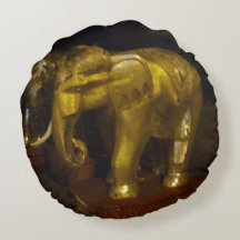 Gold Elephant Round Pillow