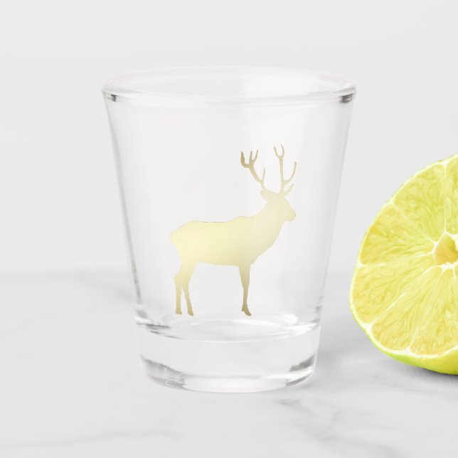 Gold Elk Silhouette Shot Glass (Front)