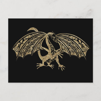 Gold Embossed Dragon Fantasy Postcard