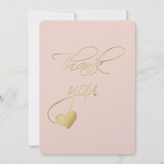 Gold Embossed Effect Calligraphy Wedding Thank You Card (Front)