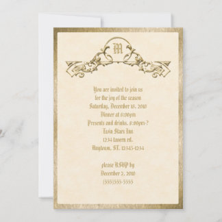 Gold Embossed Look Monogram Invitation