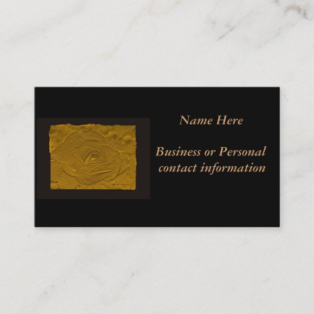 Gold Embossed Look Rose Business Card (Front)